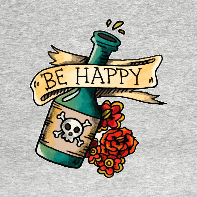 BE HAPPY: Poison Bottle and Roses Old Tattoo Concept by Wear Your Story